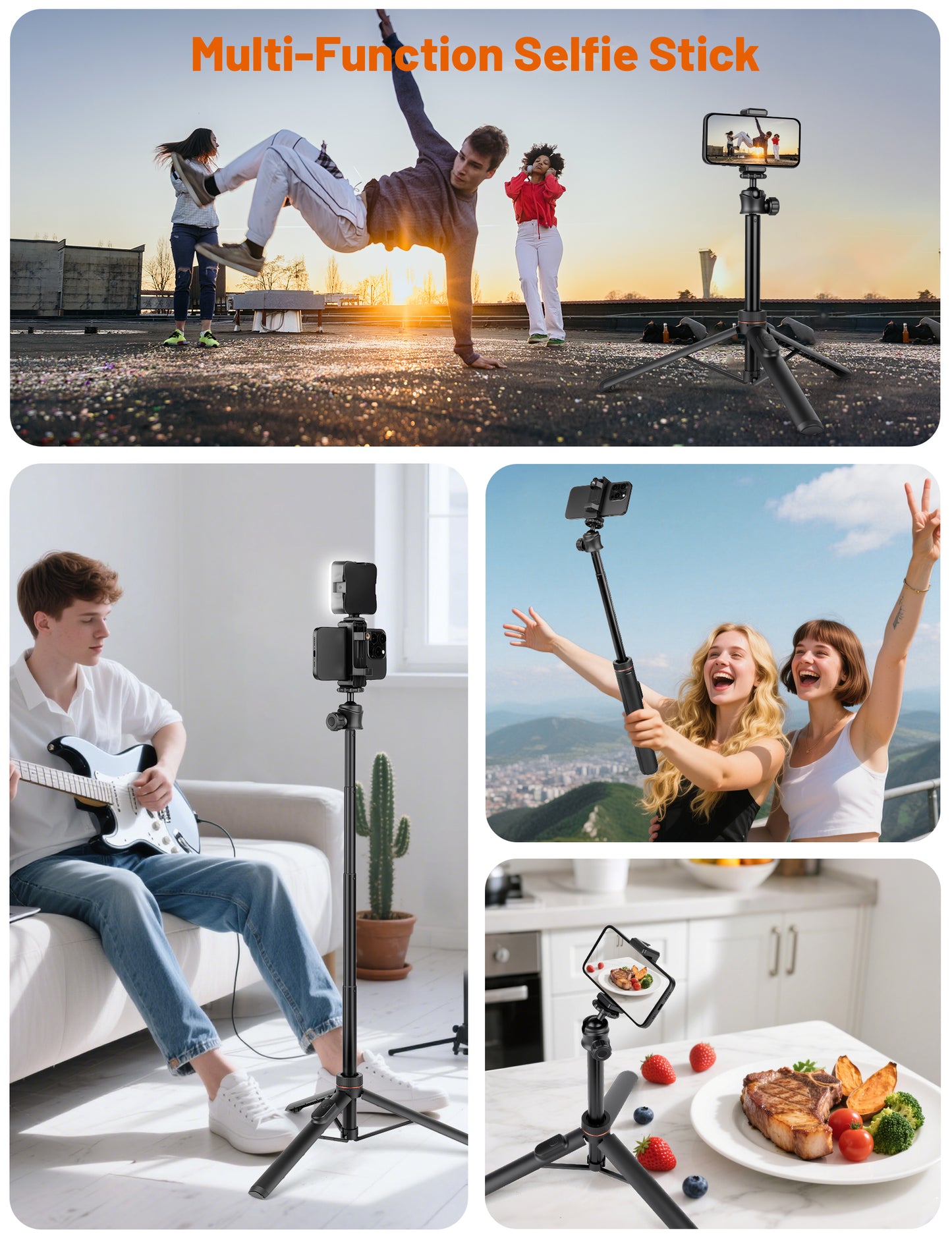 JOILCAN Tripod for iPhone & Camera, 64" Selfie Stick with 360° Ball Head Remote & Phone Holder, Extendable Portable Phone Tripod Stand for Travel Vlog Compatible with Canon Sony DLSR DJI（US）
