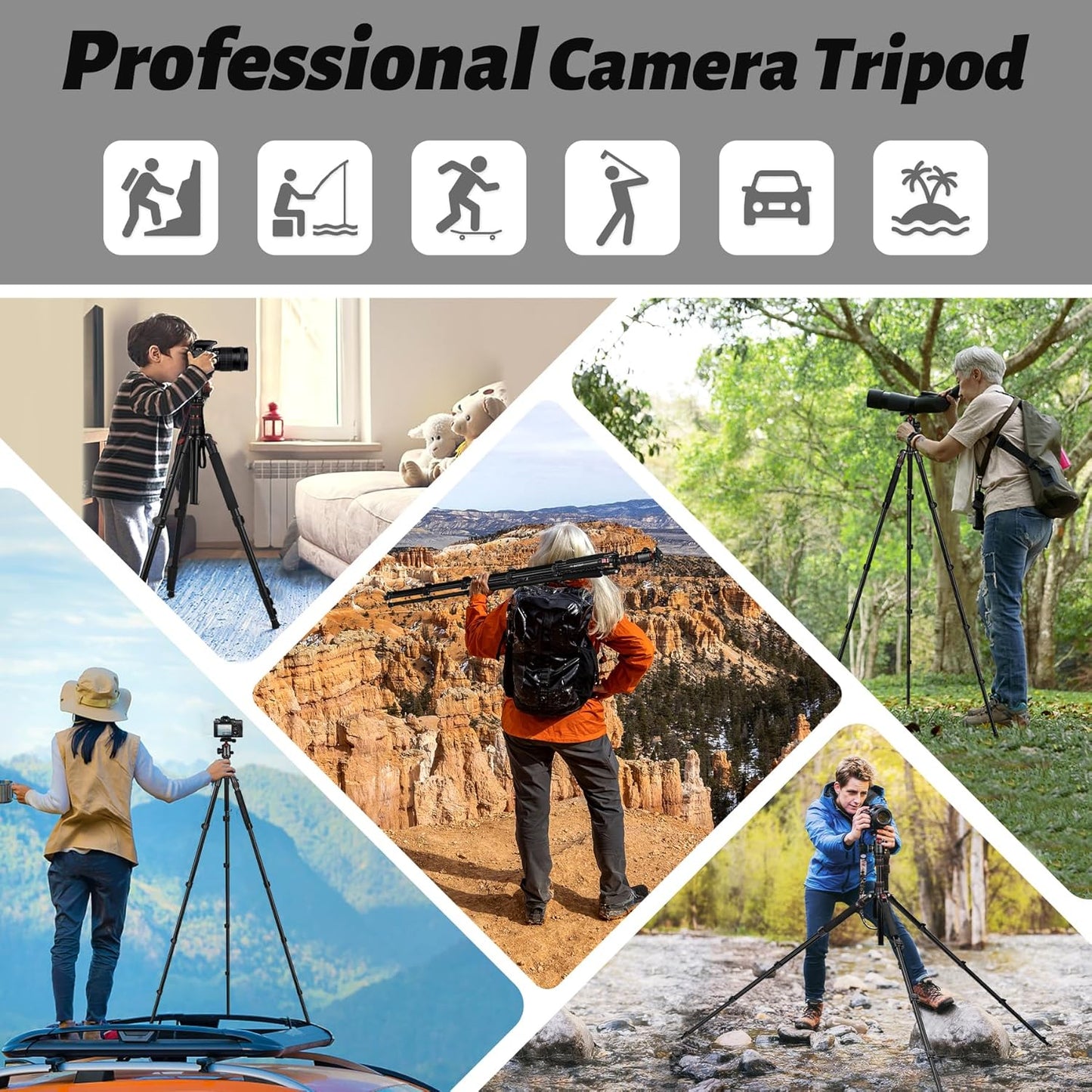 JOILCAN Tripod for Camera, 81" Aluminum Camera Tripod Monopod for DSLR, Heavy Duty Travel Tripods for Spotting Scope Binoculars Laser Level, Payload 35Lb(US