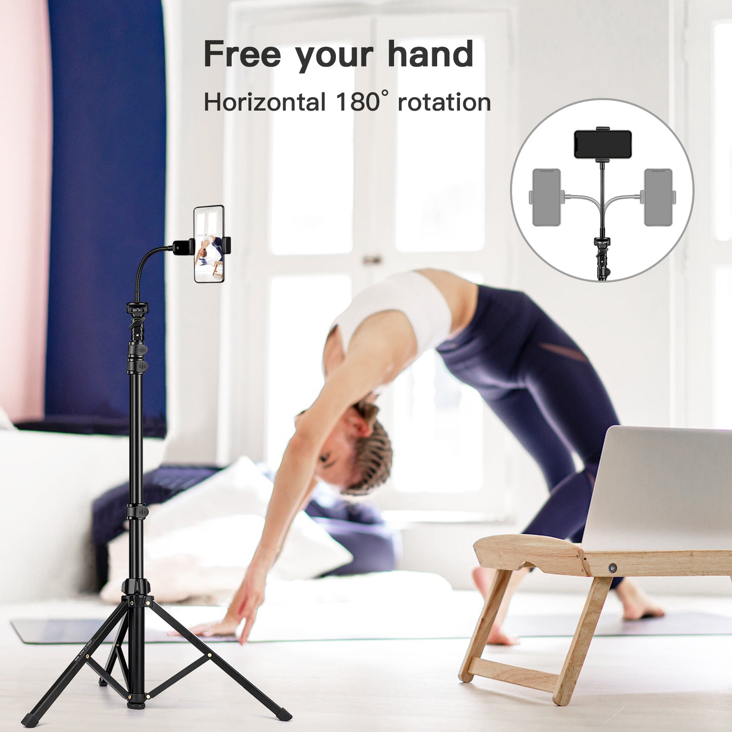 JOILCAN Phone Tripod Stand for Smartphone, Gooseneck Aluminum Mobile Phone Tripod for iPhone, Selfie Stick Tripod with Remote Control & Phone Holder for iPhone 14/13/12/11, Action Camera(EU)