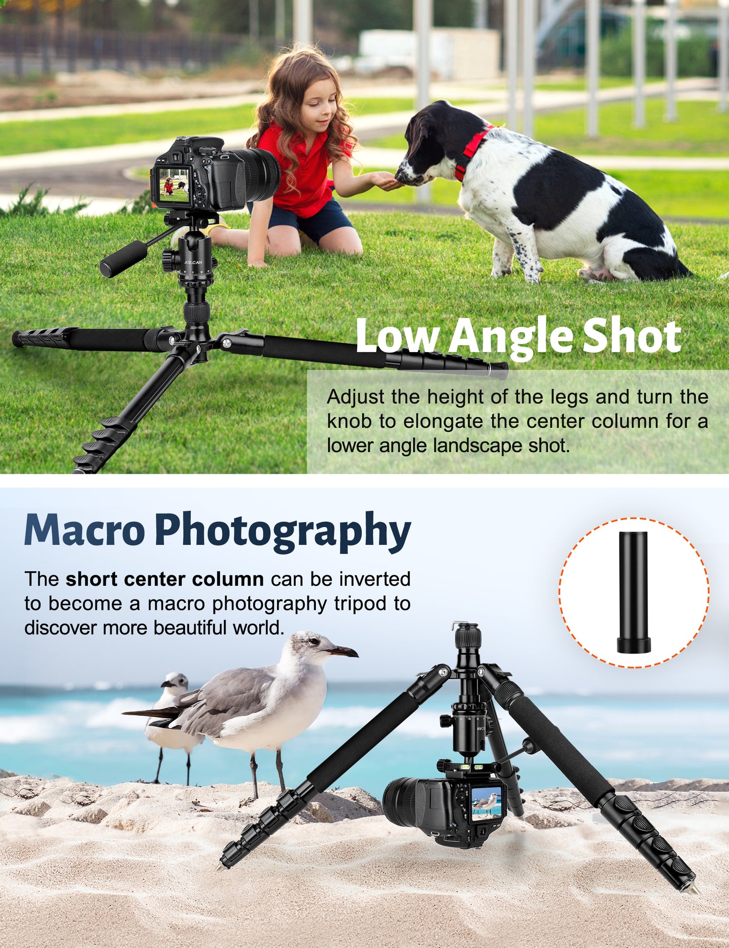 JOILCAN Camera Tripod, 83" Aluminum Tripods & Monopods with Metal Handle, Heavy Duty Tripod for DSLR Camera Lasers Binoculars Telescope Spotting Scope, Payload 35Lb(US)