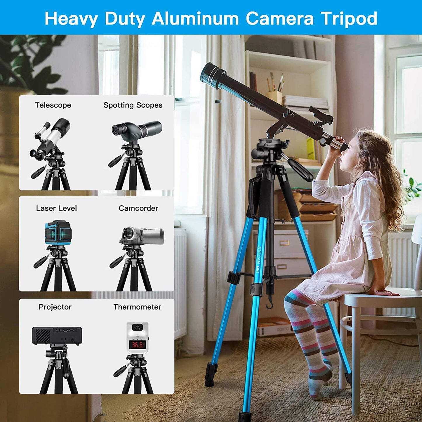 Camera Tripods & Monopods, Tripod for Camera Phone, 5 in 1 Aluminum Heavy Duty Camera Stand, Phone Tripod, Monopods, Selfie Stick, Trekking Poles, Compatible with Canon Nikon DSLR iPhone Camcorder(USA)