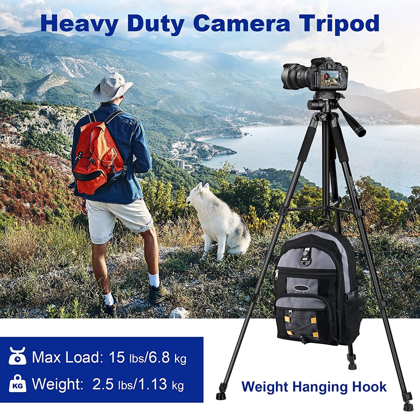 Camera Tripod, 67" Tripod for Camera Stand, Heavy Duty Tripod with Remote & Travel Bag for Projectors, Lasers, DSLR, Webcam, Aluminum Phone Tripod for Video Recording Photo Vlogging(USA)