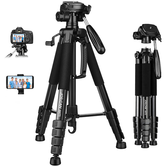 JOILCAN Camera Tripod for Canon Nikon, 74" Lightweight DSLR Tripod Camera Stand with Detachable Head and Universal Phone Mount, Reinforced Aluminum Tall Tripod for Vlog Live Streaming Max Load 14LB(EU)